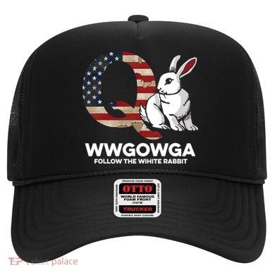 White Rabbit US Flag Q Anon Hat