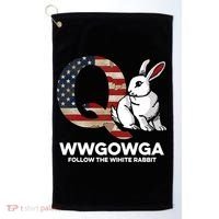White Rabbit US Flag Q Anon Golf Towel thumb 0