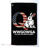 White Rabbit US Flag Q Anon Golf Towel thumb 0
