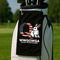 White Rabbit US Flag Q Anon Golf Towel thumb 2