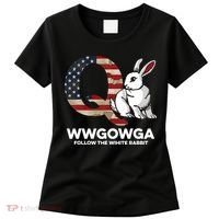 White Rabbit US Flag Q Anon Women's T-Shirt thumb 0