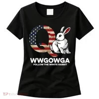 White Rabbit US Flag Q Anon Women's T-Shirt thumb 0