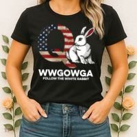 White Rabbit US Flag Q Anon Women's T-Shirt thumb 2