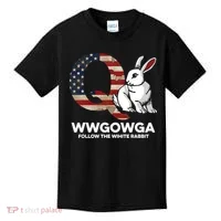 White Rabbit US Flag Q Anon Kids T-Shirt thumb 0