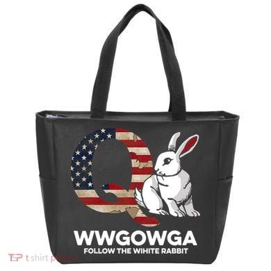 White Rabbit US Flag Q Anon Tote Bag