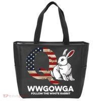 White Rabbit US Flag Q Anon Tote Bag thumb 0