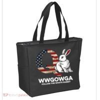 White Rabbit US Flag Q Anon Tote Bag thumb 2