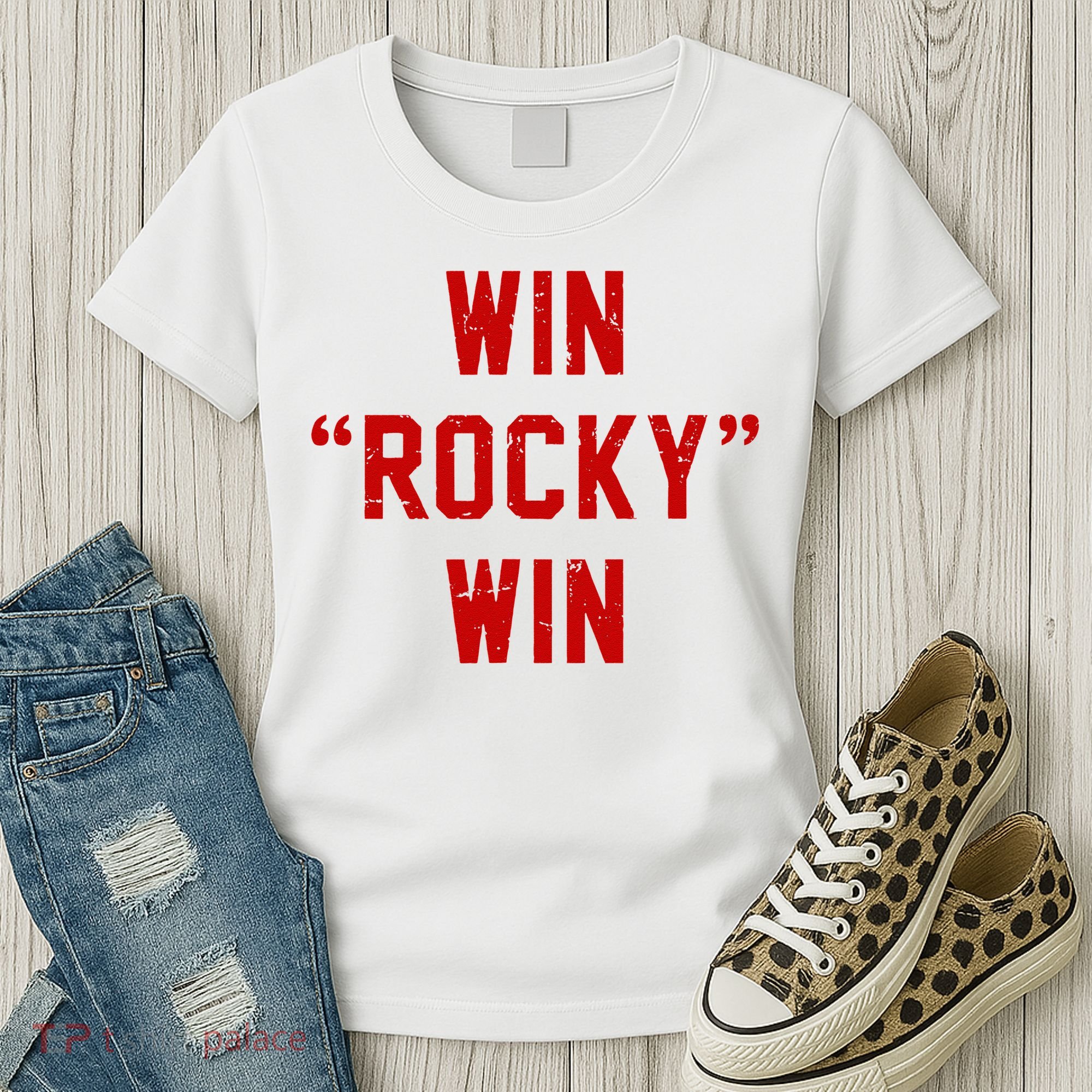 Win Rocky Win Pre Distessed Font Women's T-Shirt