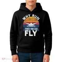 Why Run When You Can Fly Butterfly Stroke Swim Team Swimmi Kids Hoodie thumb 4