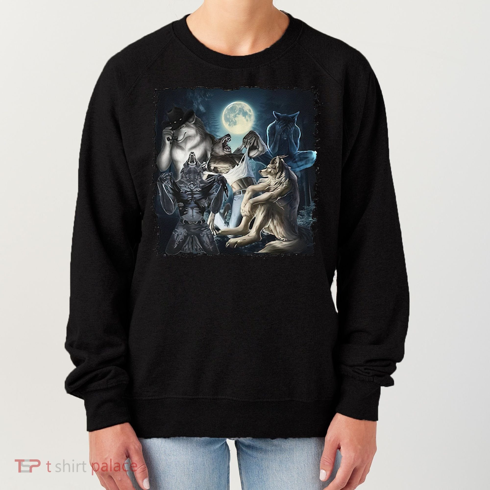Wolf Ripping Werewolf Alpha Wolf Funny Oddly Meme Women's Sweatshirt