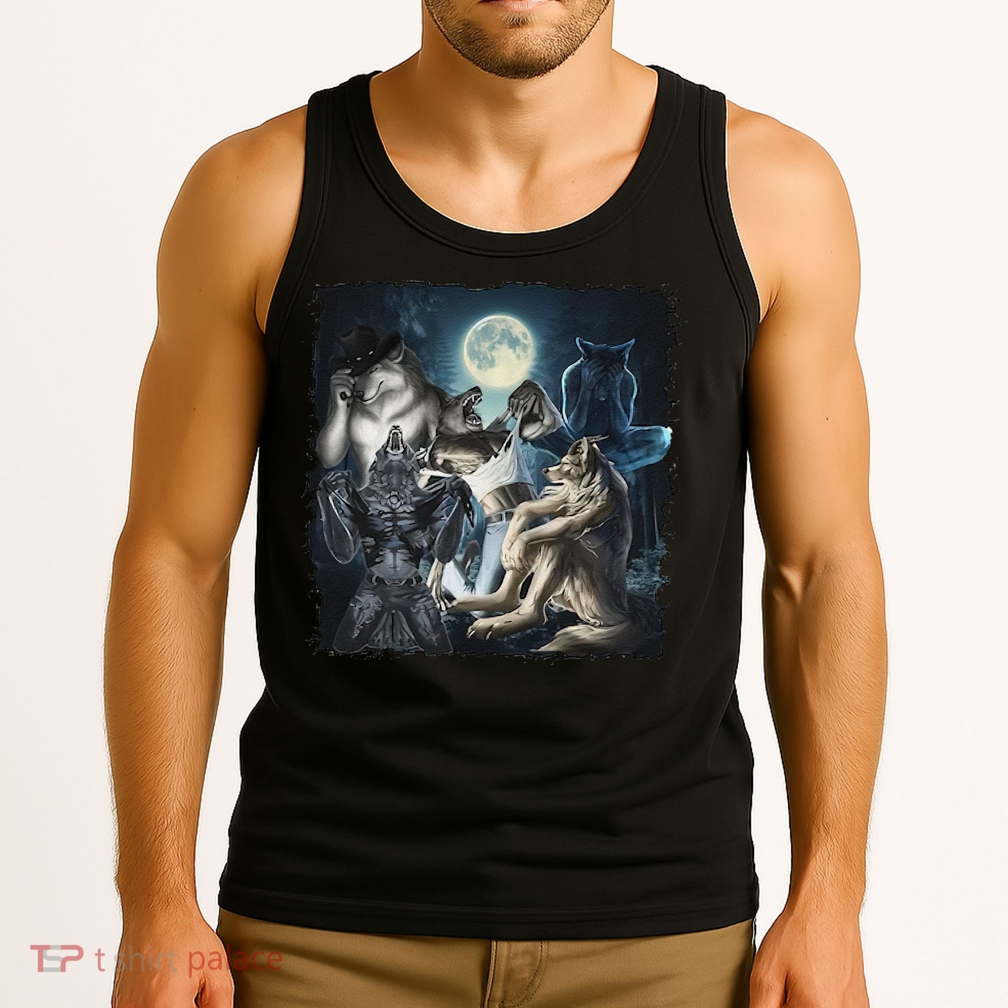 Wolf Ripping Werewolf Alpha Wolf Funny Oddly Meme Tank Top