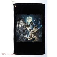 Wolf Ripping Werewolf Alpha Wolf Funny Oddly Meme Golf Towel thumb 0