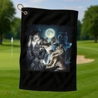 Wolf Ripping Werewolf Alpha Wolf Funny Oddly Meme Golf Towel thumb 1