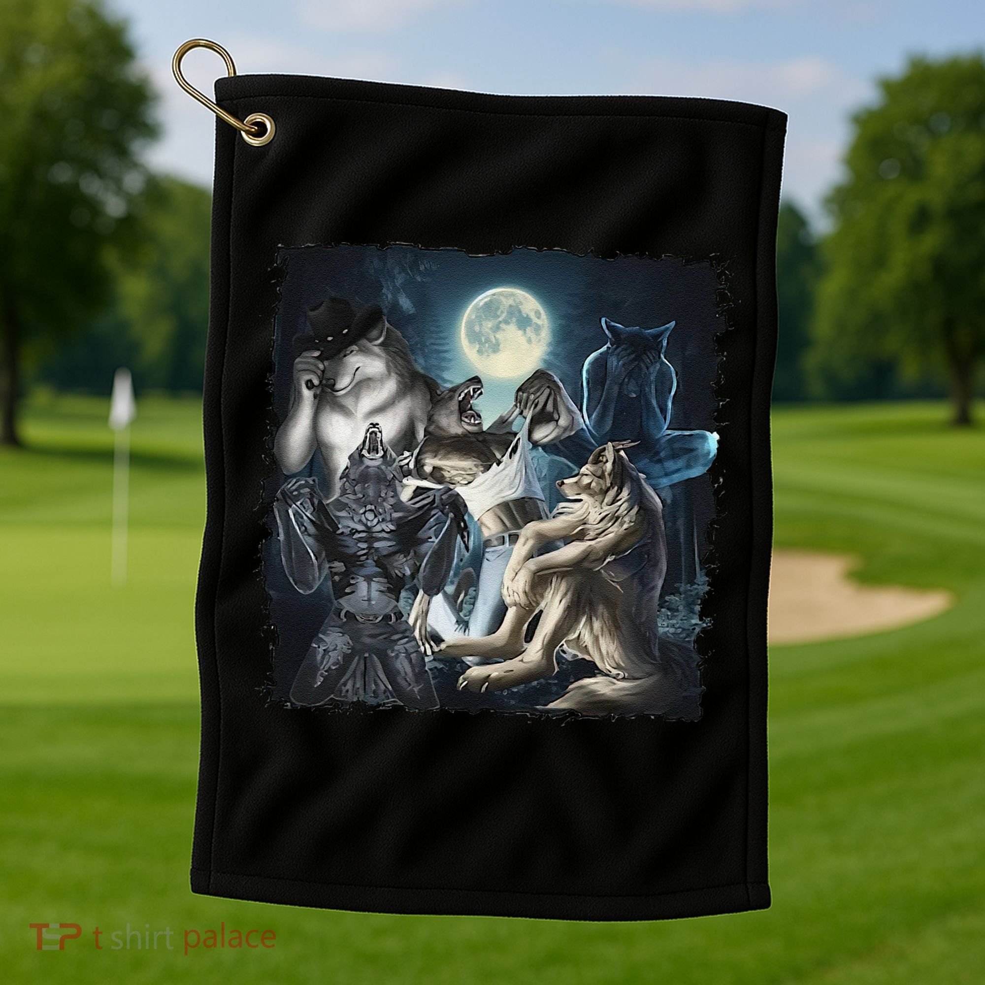 Wolf Ripping Werewolf Alpha Wolf Funny Oddly Meme Golf Towel