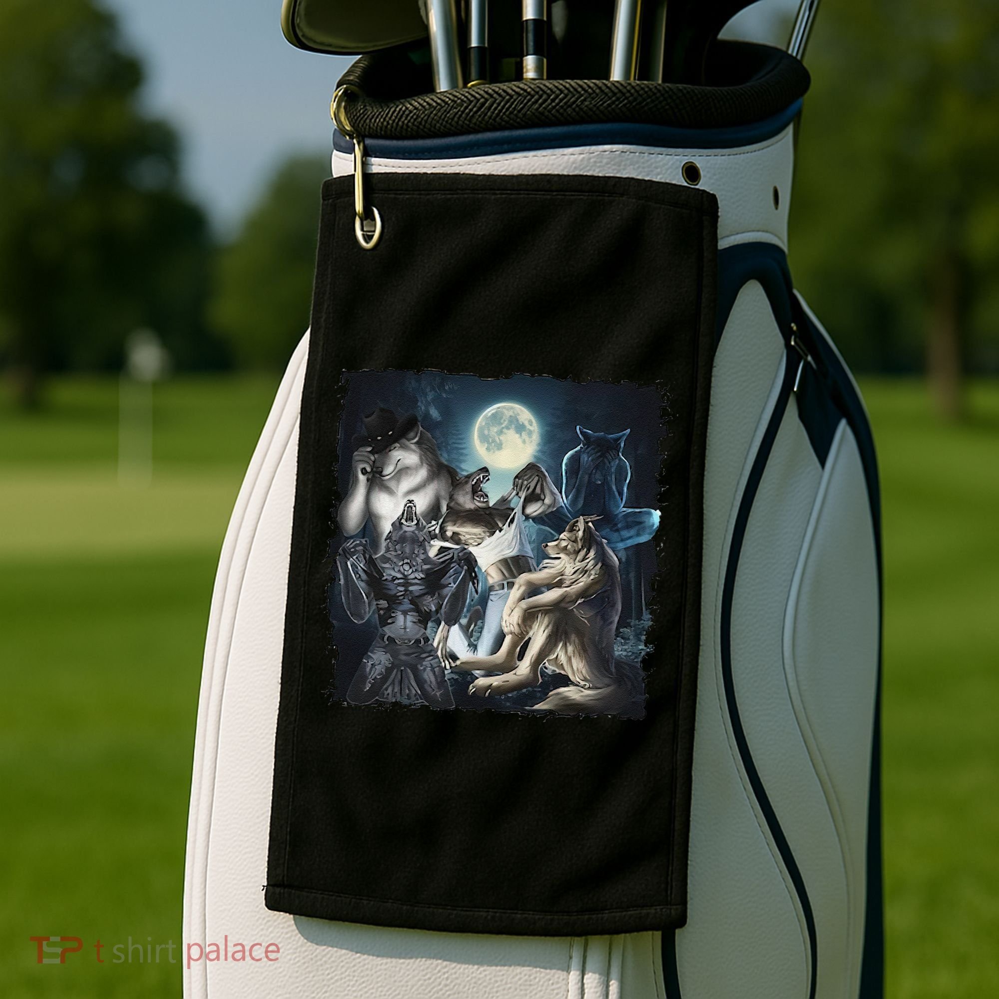 Wolf Ripping Werewolf Alpha Wolf Funny Oddly Meme Golf Towel
