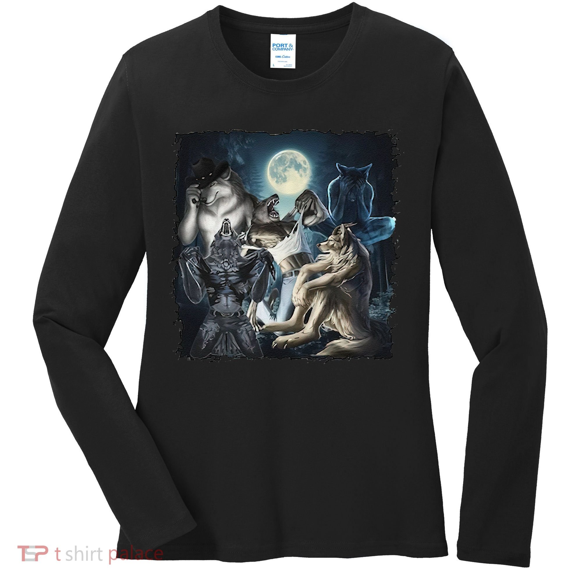 Wolf Ripping Werewolf Alpha Wolf Funny Oddly Meme Women's Long Sleeve Shirt
