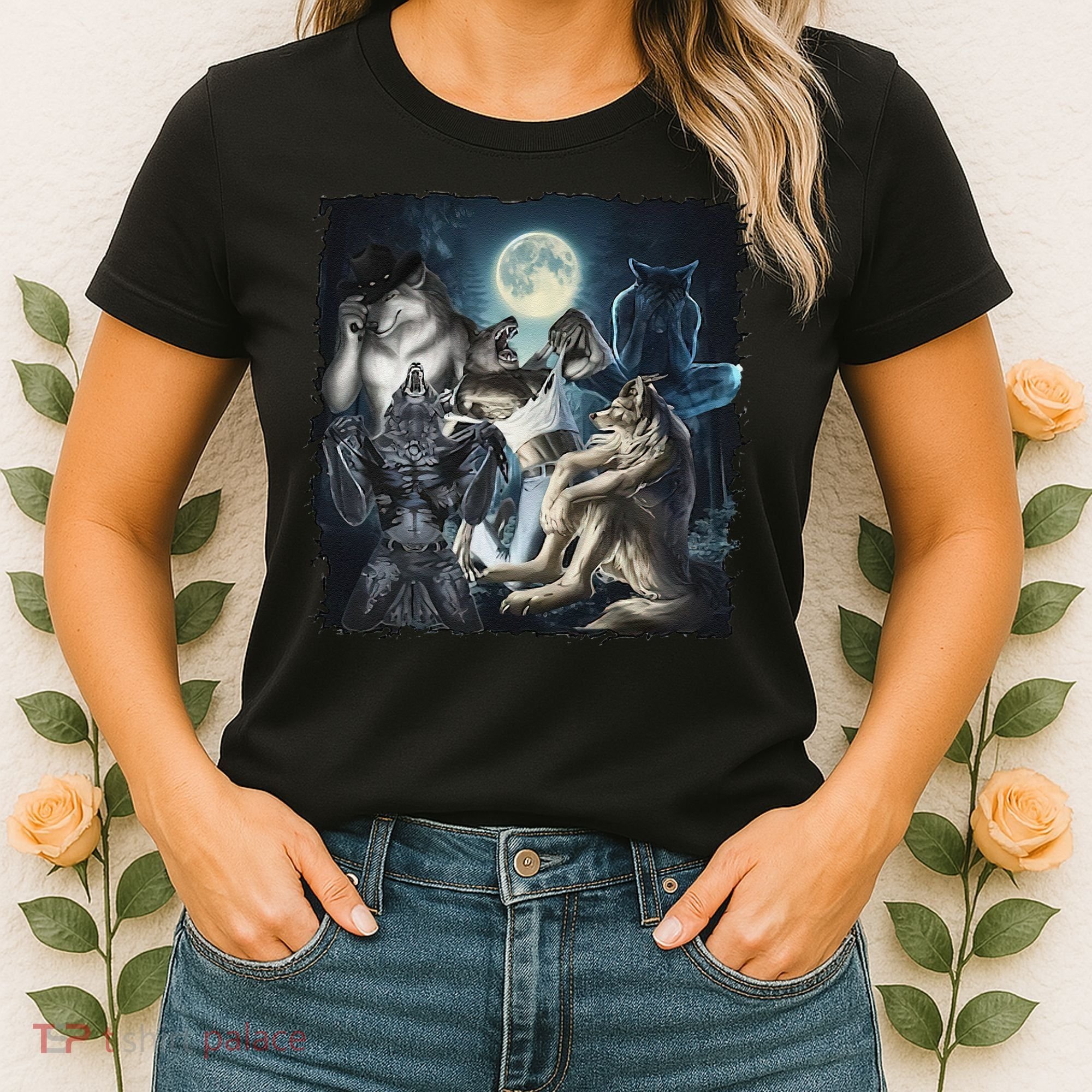 Wolf Ripping Werewolf Alpha Wolf Funny Oddly Meme Women's T-Shirt