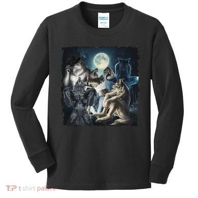 Wolf Ripping Werewolf Alpha Wolf Funny Oddly Meme Kids Long Sleeve Shirt