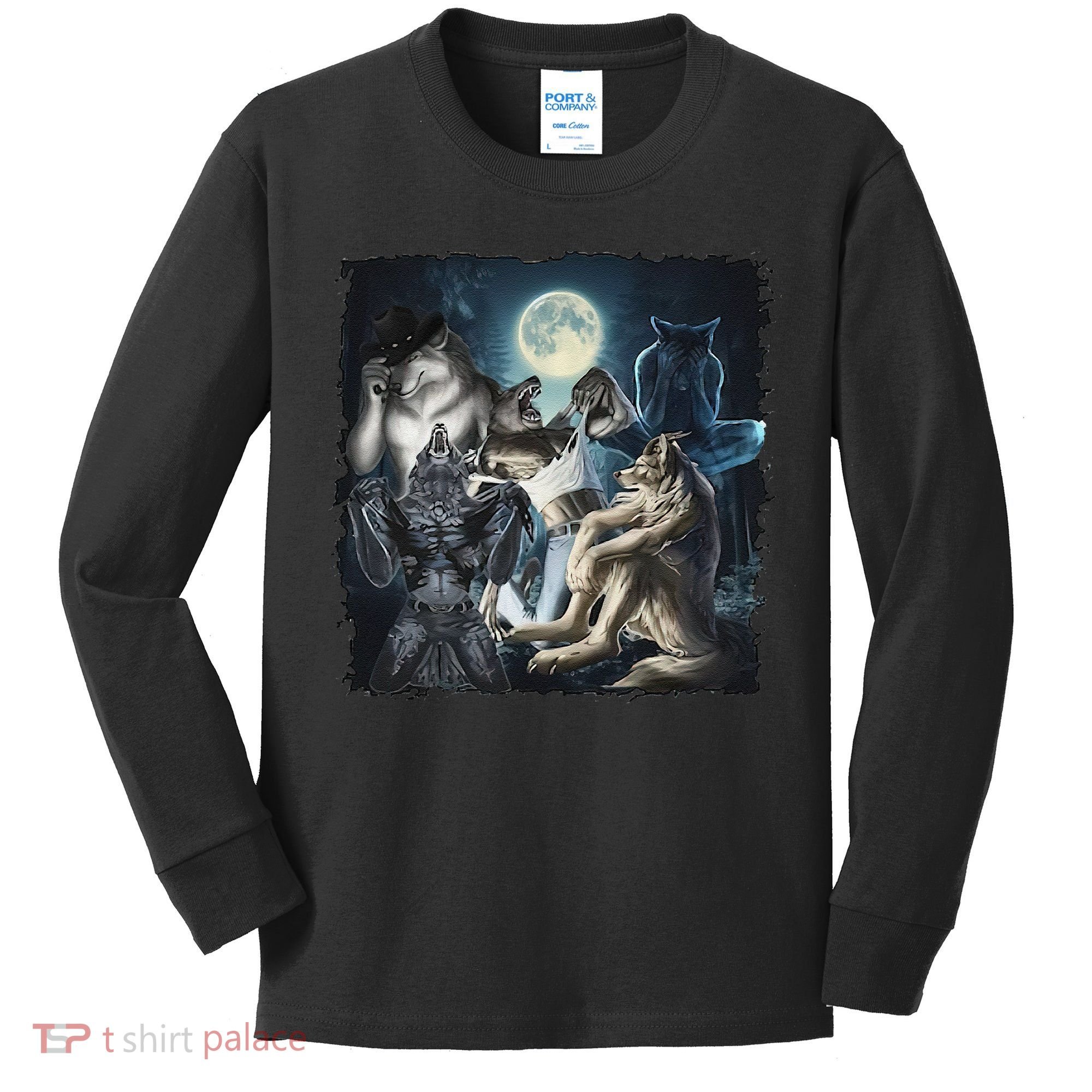 Wolf Ripping Werewolf Alpha Wolf Funny Oddly Meme Kids Long Sleeve Shirt