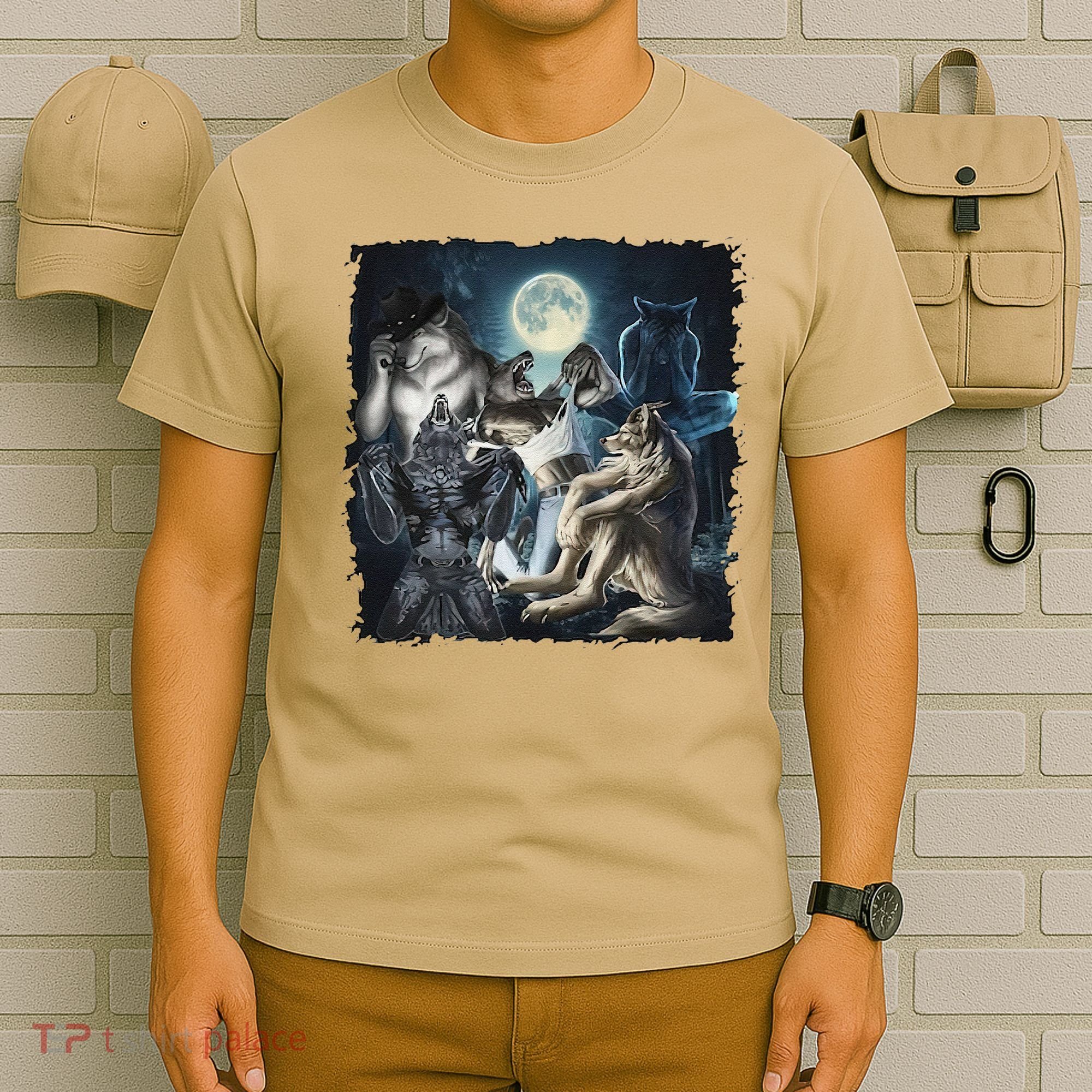 Wolf Ripping Werewolf Alpha Wolf Funny Oddly Meme T-Shirt