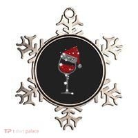 Womens Red Wine Glass Christmas Tee Funny Santa Hat Xmas Gift VNeck TShirt Ornament thumb 0