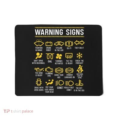 Warning Signs 101 Funny Car Mechanic Mousepad
