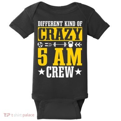 Workout Squad 5AM Crew Funny Gym Quote Baby Bodysuit