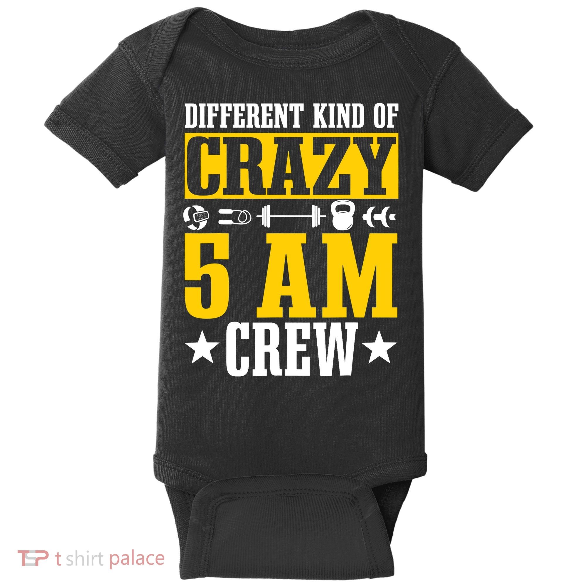 Workout Squad 5AM Crew Funny Gym Quote Baby Bodysuit