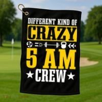 Workout Squad 5AM Crew Funny Gym Quote Golf Towel thumb 1