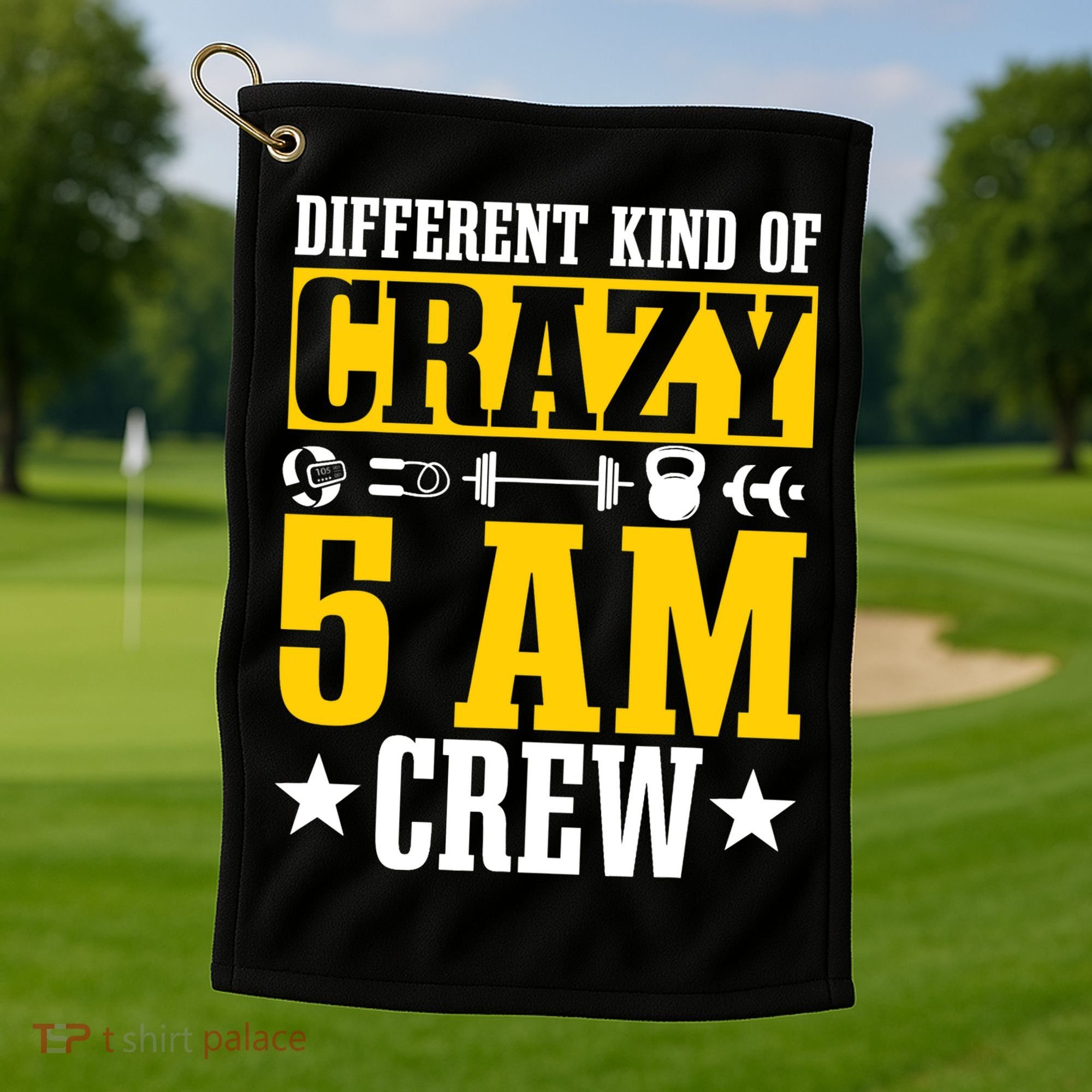 Workout Squad 5AM Crew Funny Gym Quote Golf Towel