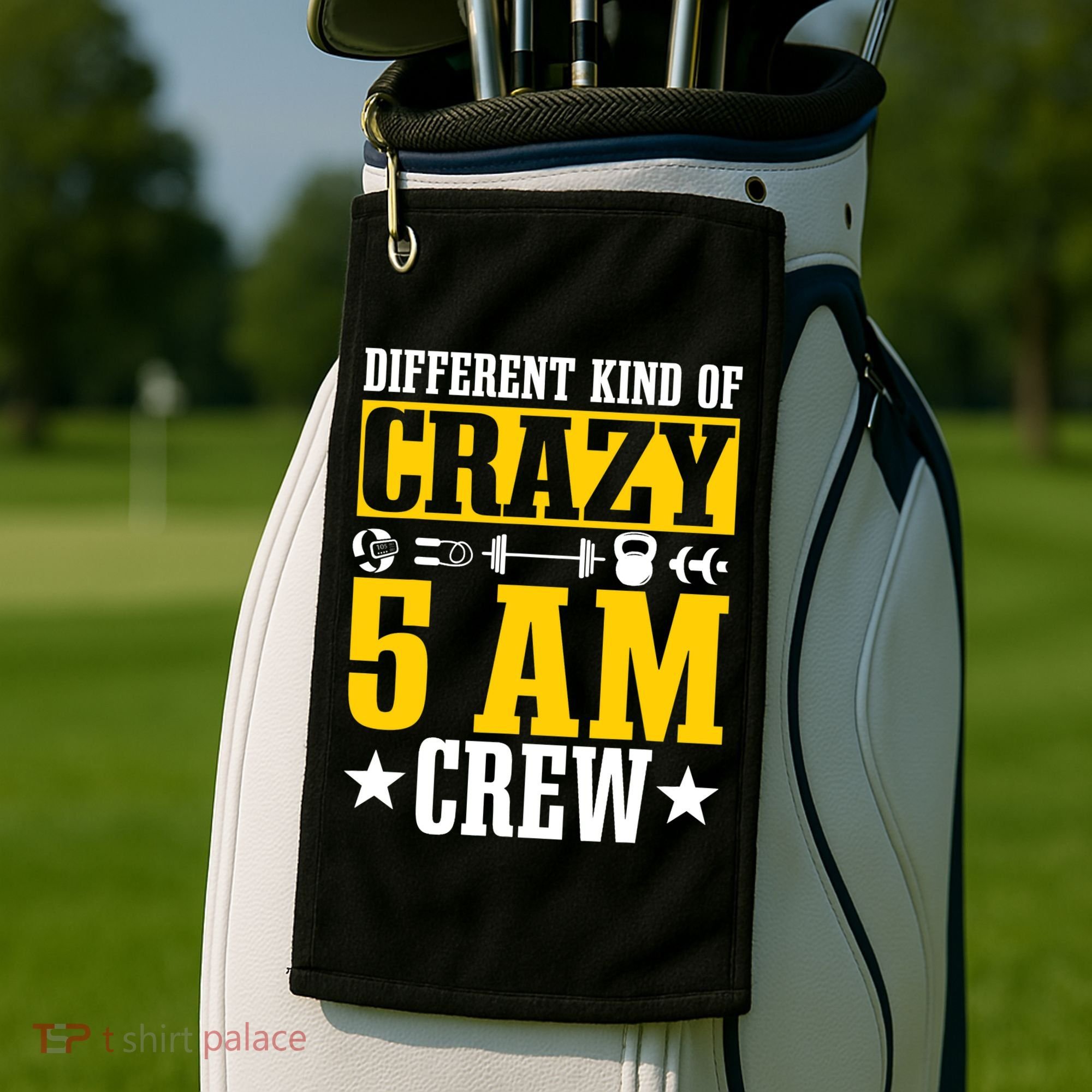 Workout Squad 5AM Crew Funny Gym Quote Golf Towel