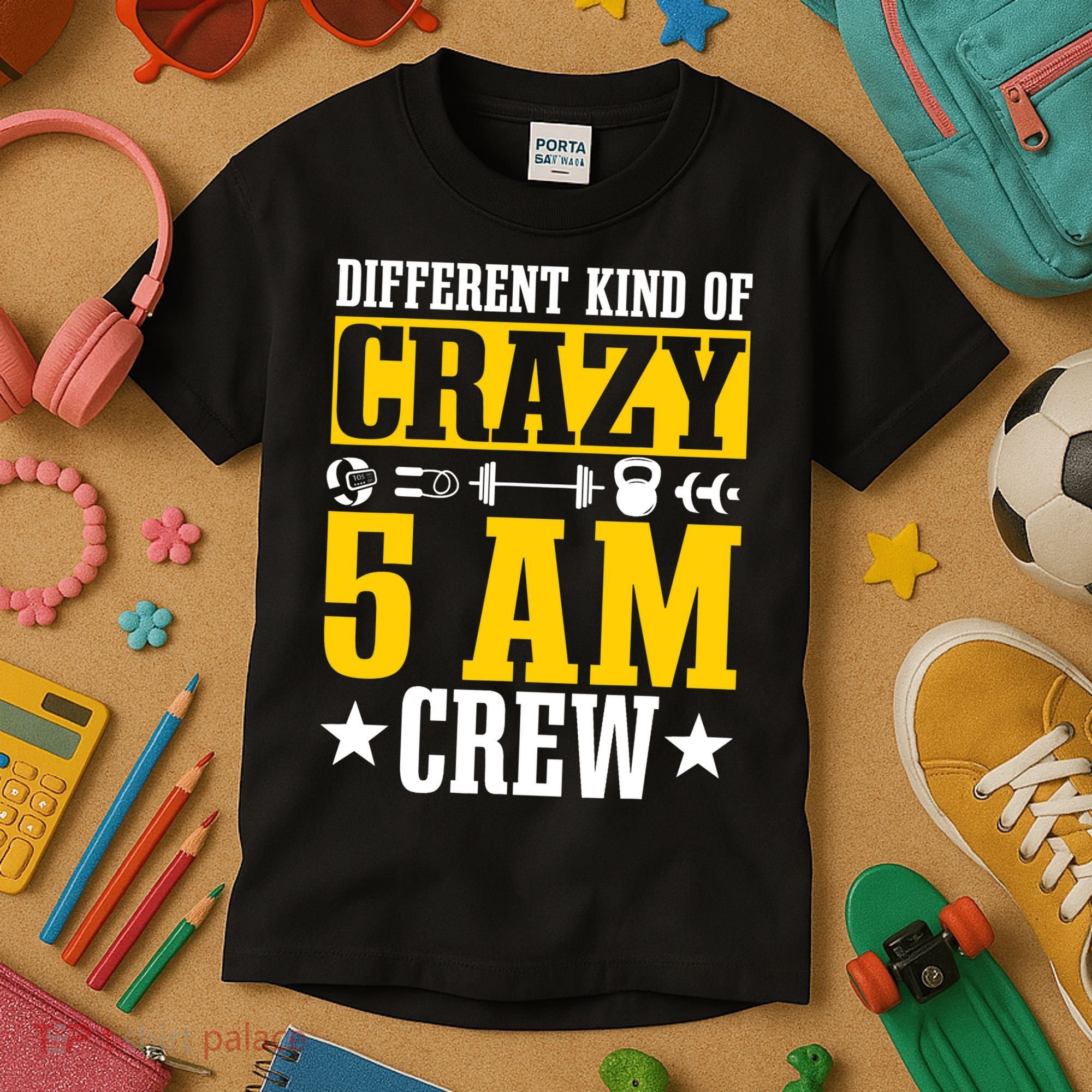 Workout Squad 5AM Crew Funny Gym Quote Kids T-Shirt