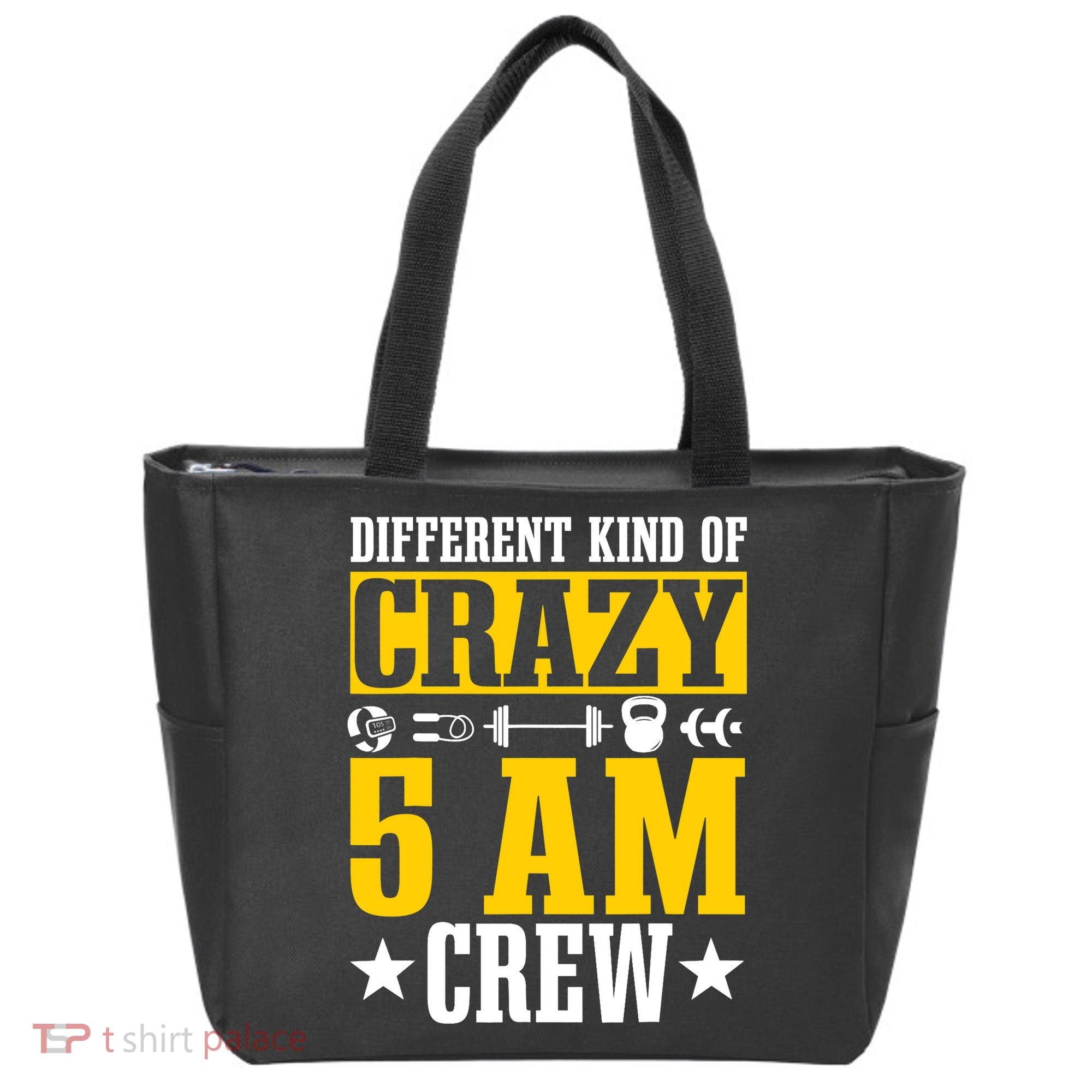 Workout Squad 5AM Crew Funny Gym Quote Tote Bag