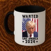 Wanted Save America 2024 Donald Trump USA Flag Coffee Mug thumb 2