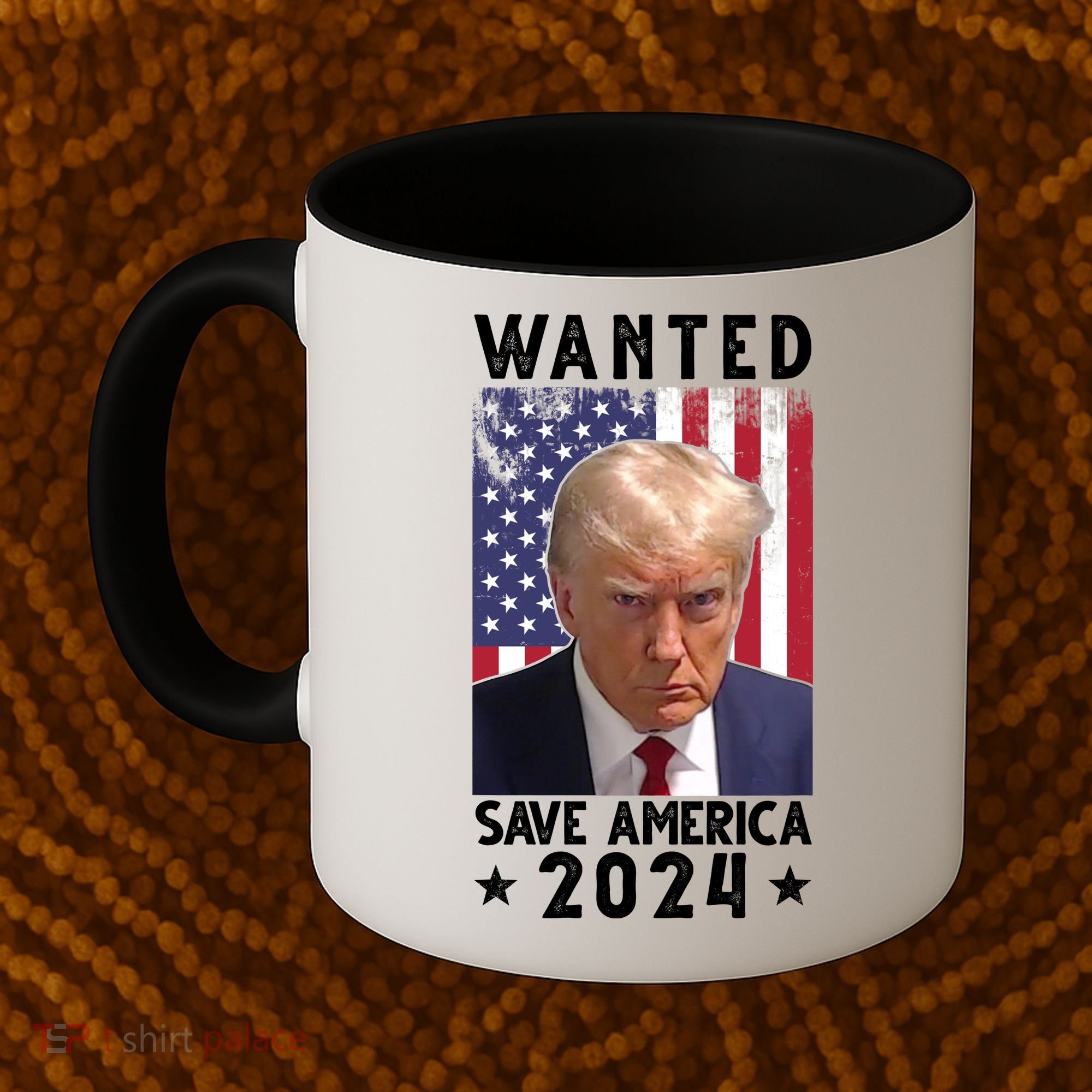 Wanted Save America 2024 Donald Trump USA Flag Coffee Mug
