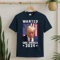 Wanted Save America 2024 Donald Trump USA Flag T-Shirt thumb 2