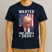 Wanted Save America 2024 Donald Trump USA Flag T-Shirt thumb 3