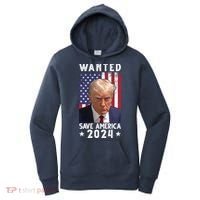 Wanted Save America 2024 Donald Trump USA Flag Women's Hoodie thumb 0