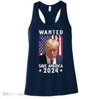 Wanted Save America 2024 Donald Trump USA Flag Women's Tank Top thumb 0