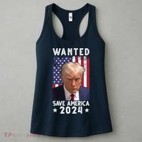 Wanted Save America 2024 Donald Trump USA Flag Women's Tank Top thumb 3