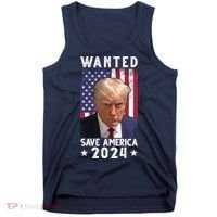 Wanted Save America 2024 Donald Trump USA Flag Tank Top thumb 0