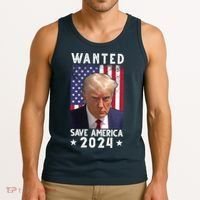 Wanted Save America 2024 Donald Trump USA Flag Tank Top thumb 3