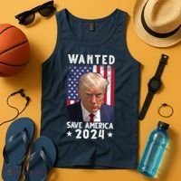 Wanted Save America 2024 Donald Trump USA Flag Tank Top thumb 4