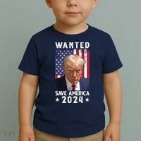 Wanted Save America 2024 Donald Trump USA Flag Toddler T-Shirt thumb 2