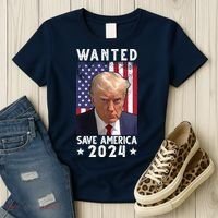 Wanted Save America 2024 Donald Trump USA Flag Women's T-Shirt thumb 3