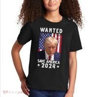Wanted Save America 2024 Donald Trump USA Flag Kids T-Shirt thumb 2