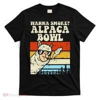 Wanna Smoke Alpaca Bowl Weed Funny Cannabis 420 Stoner Gift T-Shirt thumb 0