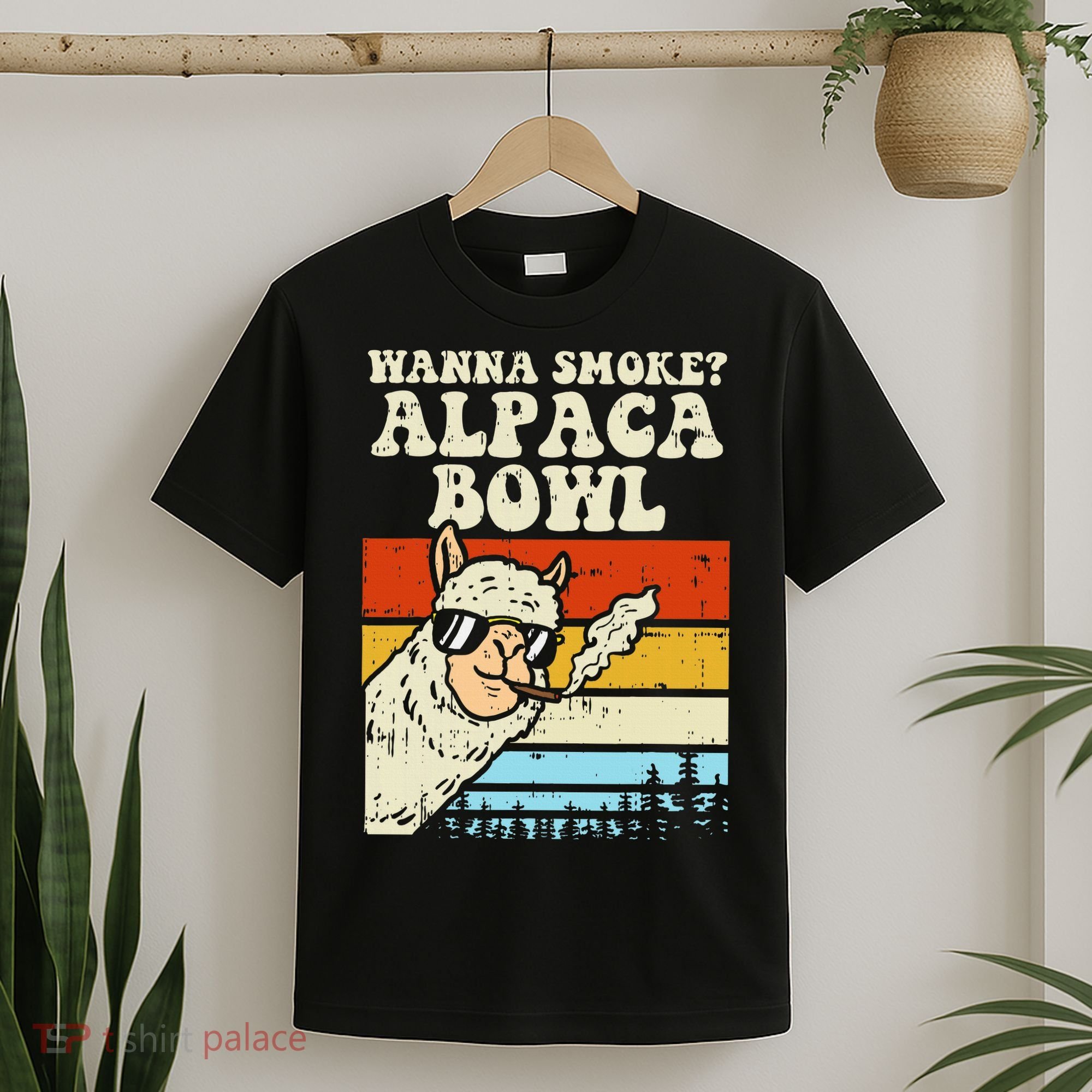 Wanna Smoke Alpaca Bowl Weed Funny Cannabis 420 Stoner Gift T-Shirt