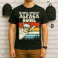 Wanna Smoke Alpaca Bowl Weed Funny Cannabis 420 Stoner Gift T-Shirt thumb 6