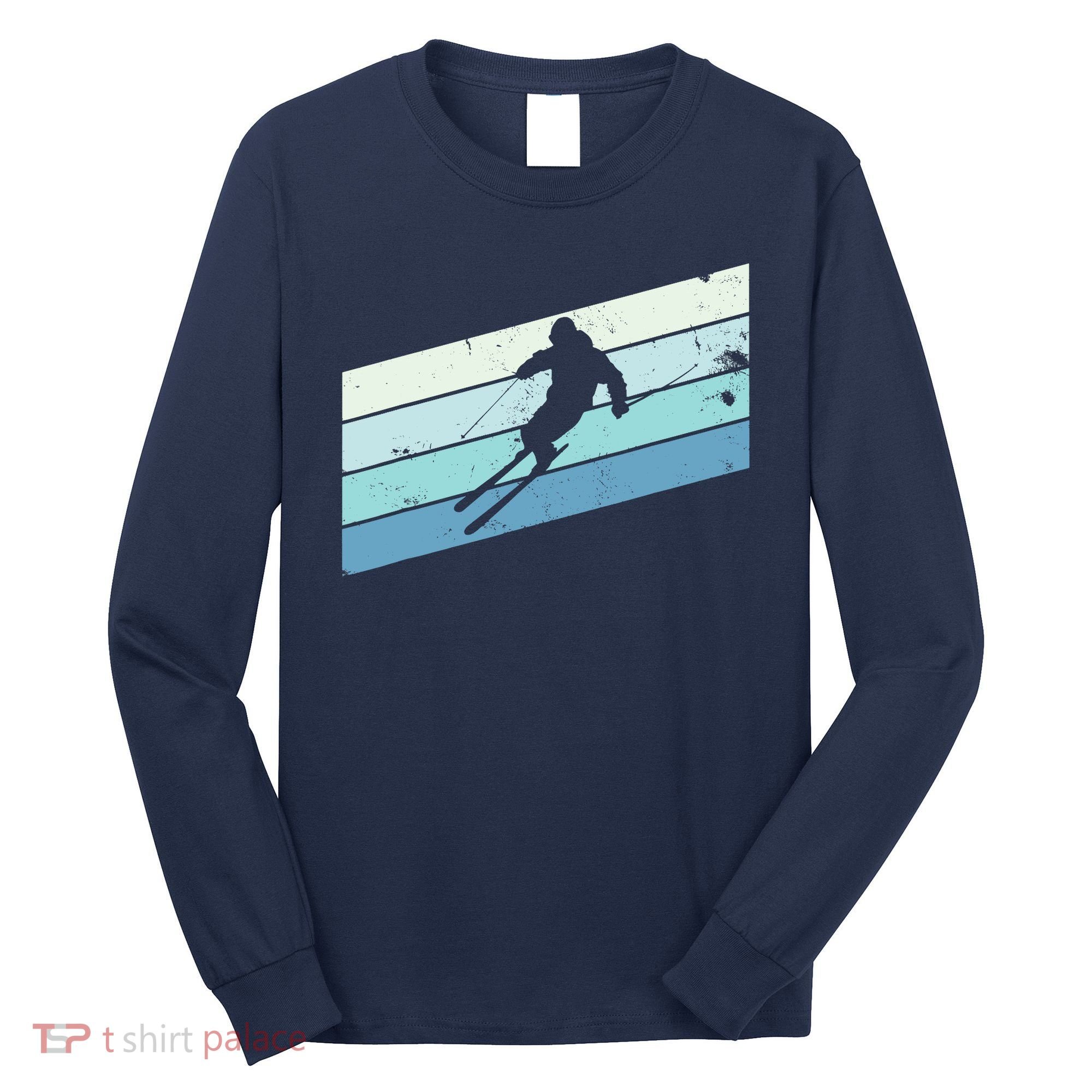 Winter Sports And Snow Skier Retro Snow Skiing Long Sleeve Shirt